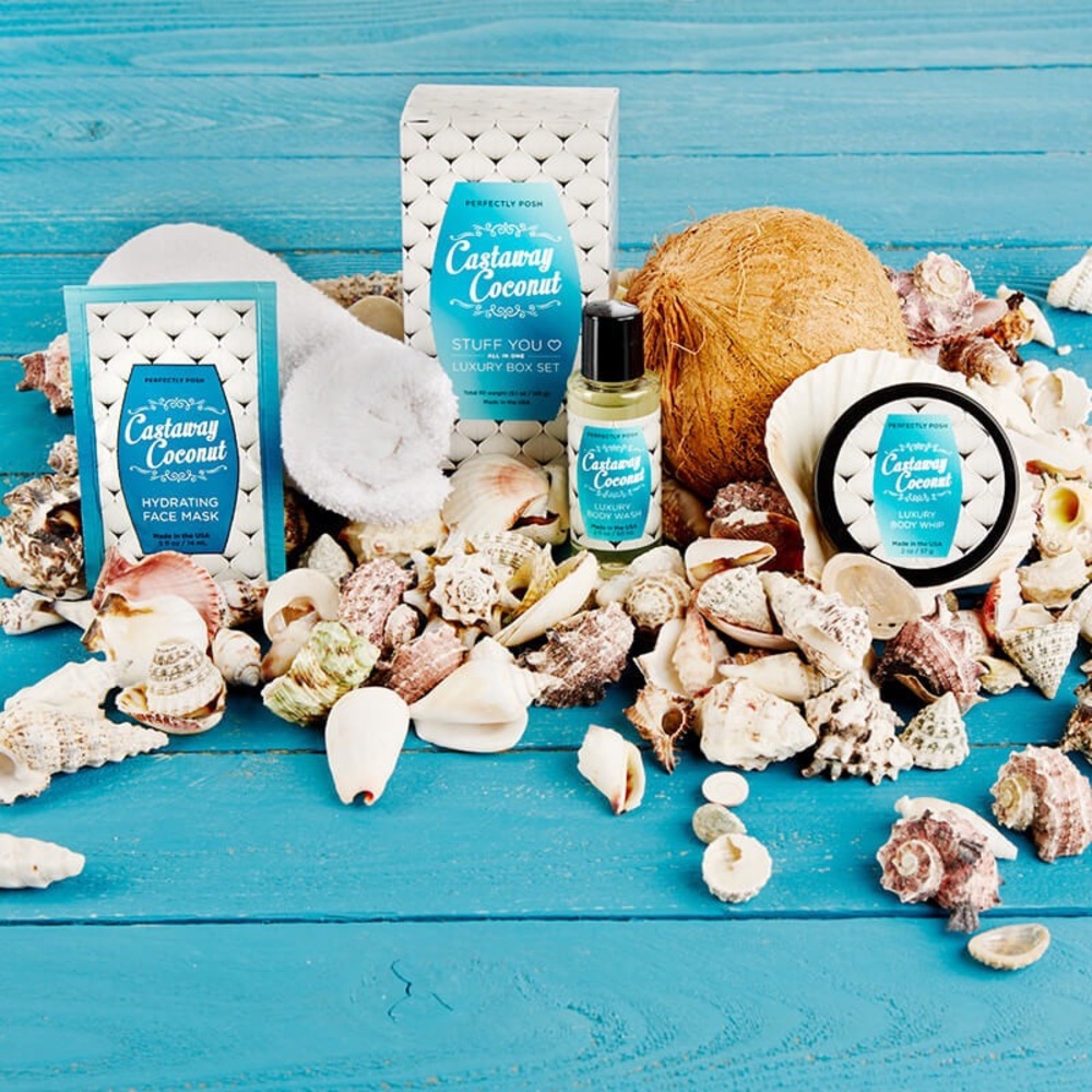 SOLD Perfectly Posh Castaway Coconut gift set 1
